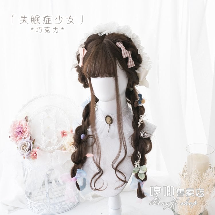 with Insomnia Chocolate Long Curly Synthetic Wig with Bangs