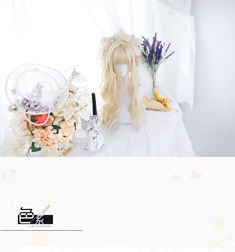 Sugar Sweet Long Curly Synthetic Wig with Bangs