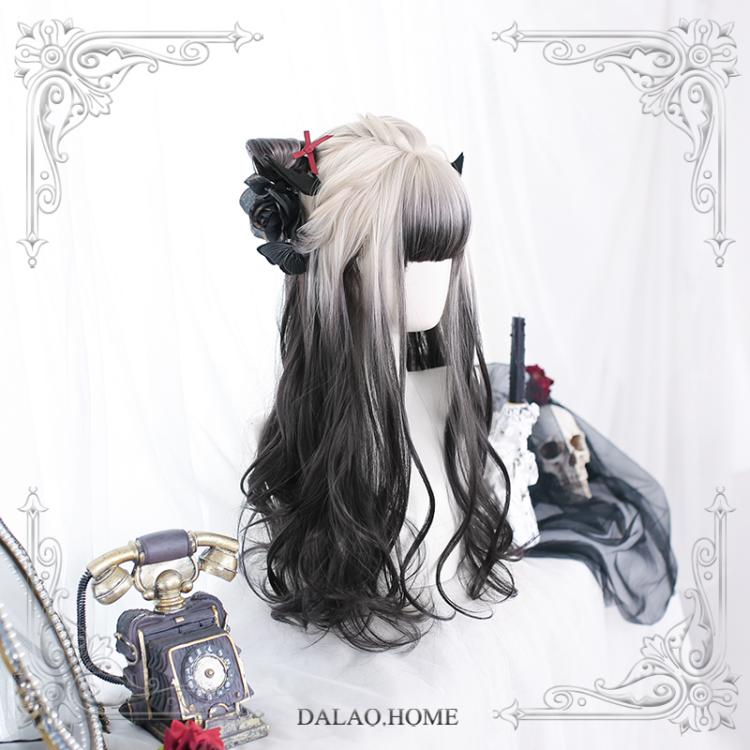 Daytime Gradient Long Curly Synthetic Wig with Bangs