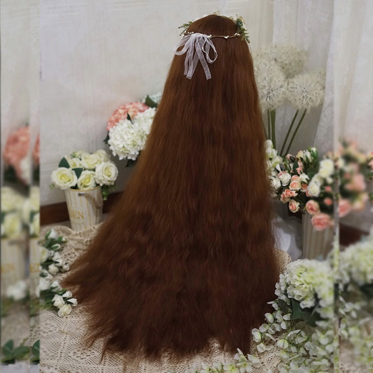 120CM Caramel Water Ripple Long Culry Synthetic Wig with Bangs