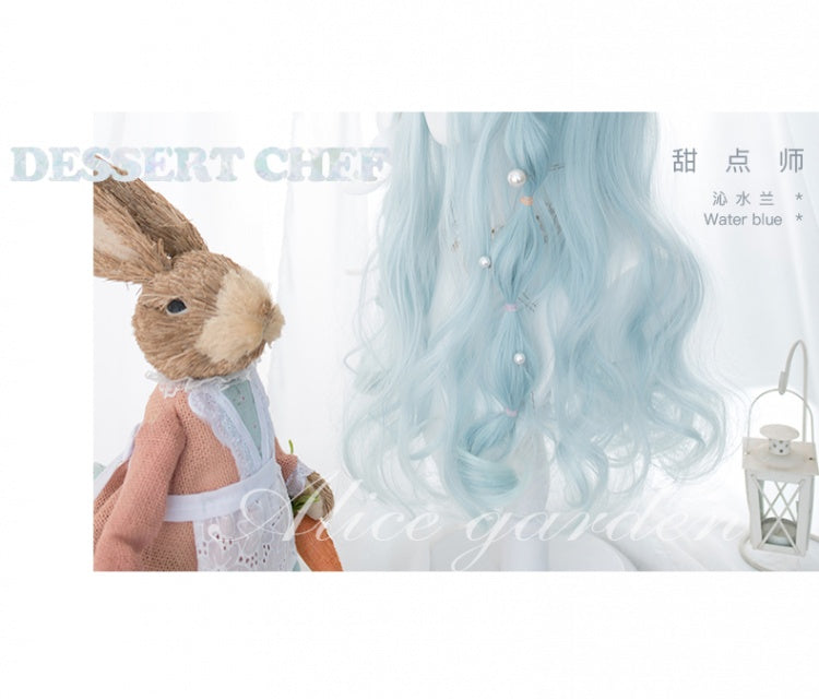 Water Blue Long Curly Synthetic Wig