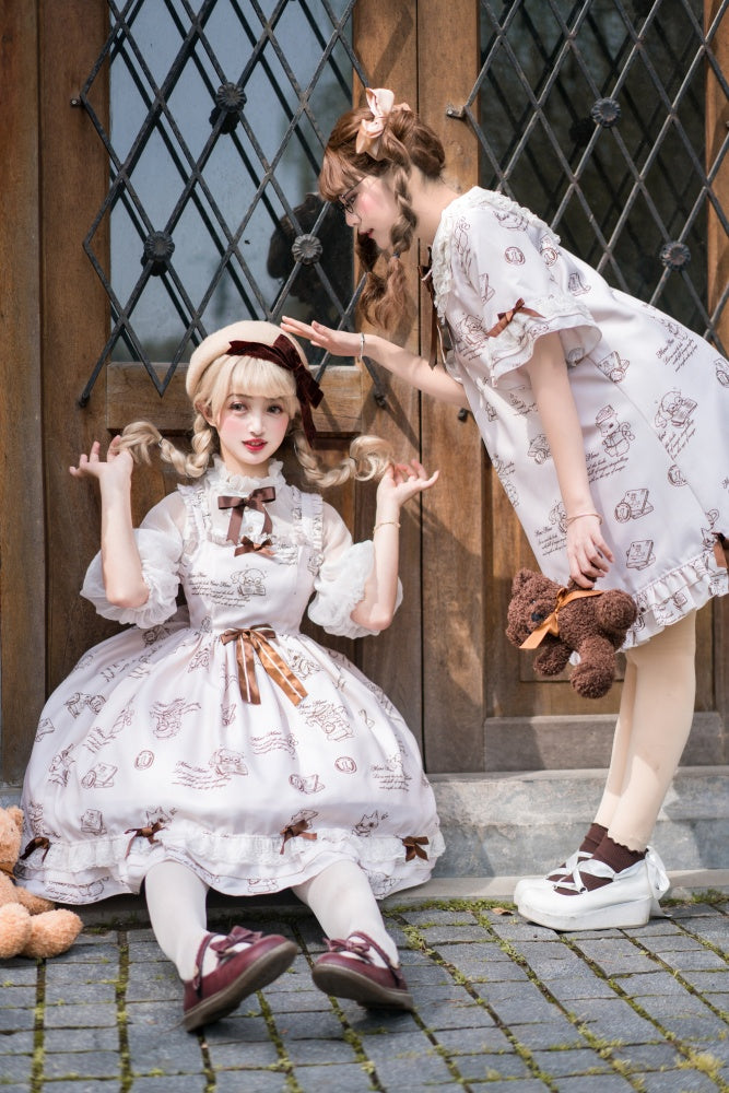 Detective Meow Ruffled Collar Short Sleeves Sweet One Piece