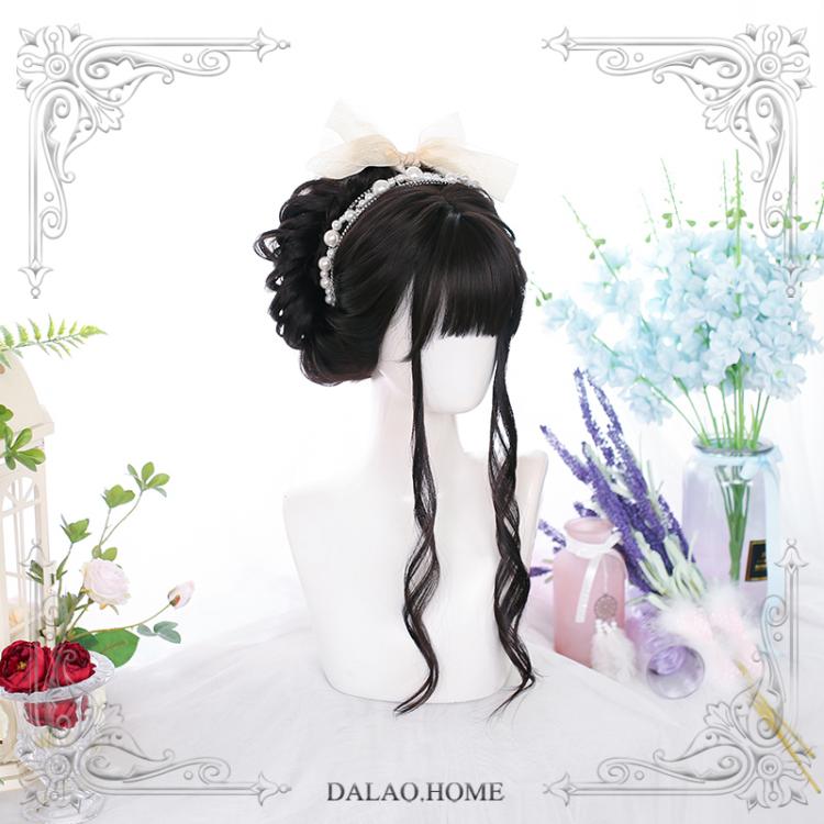 Temperature Long Wavy Curly Synthetic Wig with Air Bangs