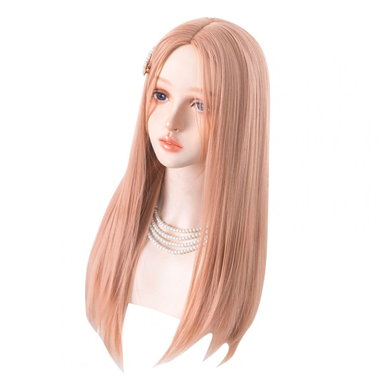 Sands Orange Long Straight Synthetic Wig with Bangs
