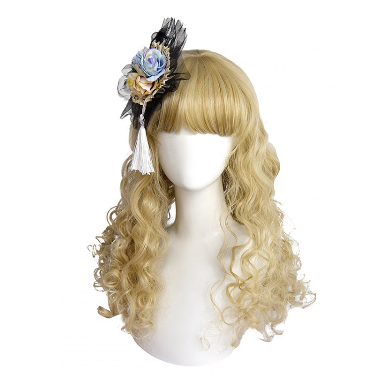 Puffs Mid-length Curly Synthetic Wig with Bangs