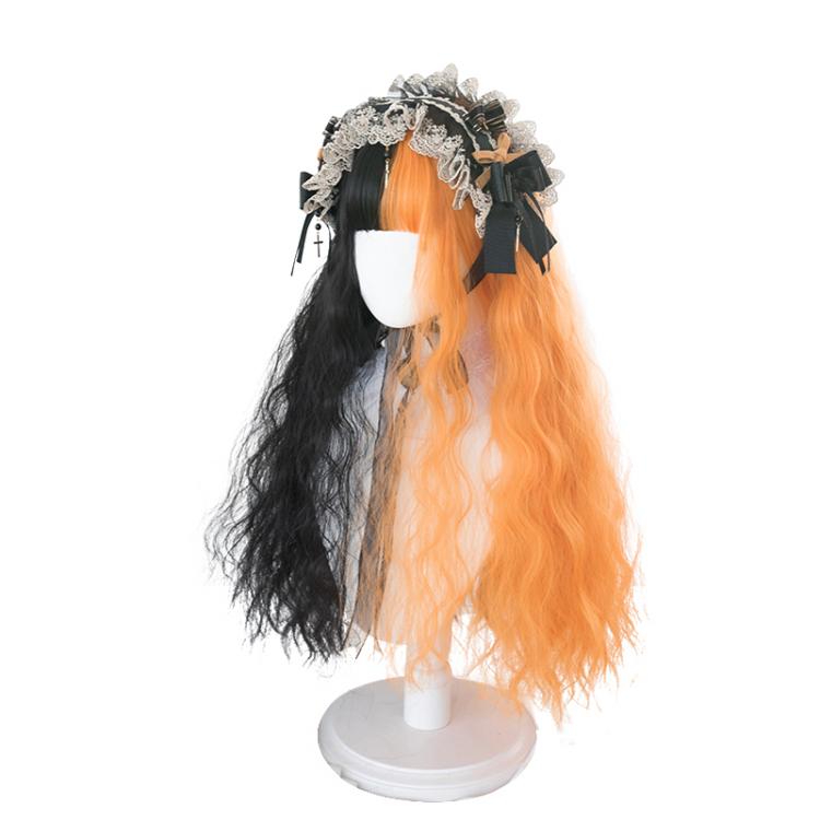 Magic Witch Black and Orange Long Straight / Long Curly / Egg Roll Synthetic Wig