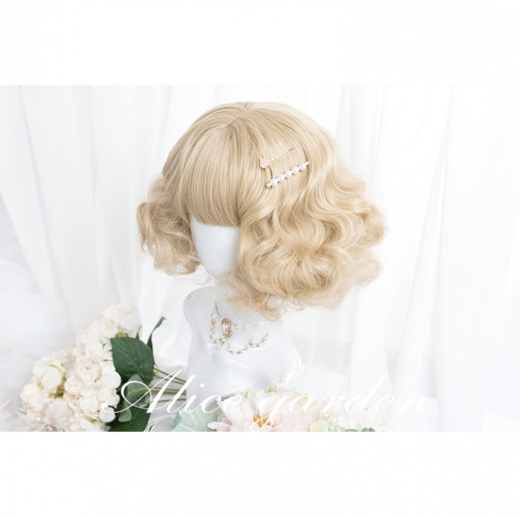 Milk Tea Mid Length/Short Curly Synthetic Wig