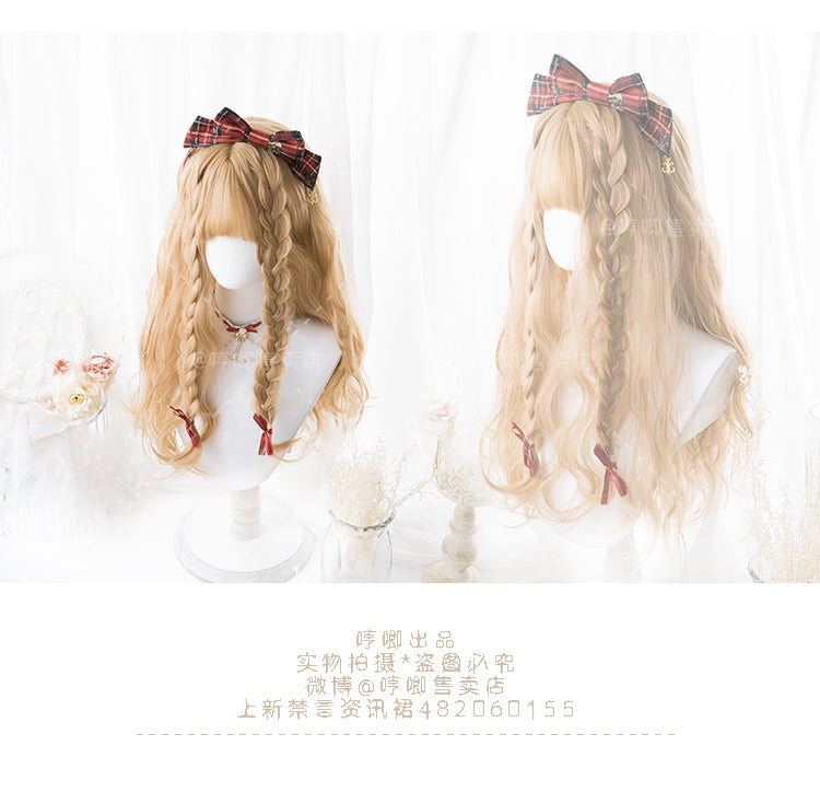 Nanometer Egg Roll Long Curly Synthetic Wig with Bangs