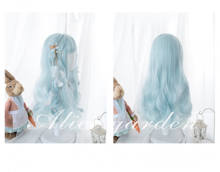 Water Blue Long Curly Synthetic Wig