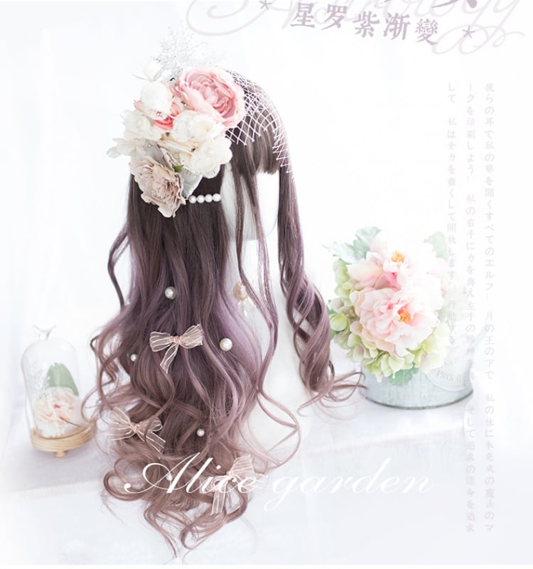 Purple Gradient Long Curly Synthetic Wig