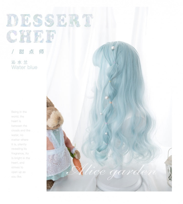 Water Blue Long Curly Synthetic Wig