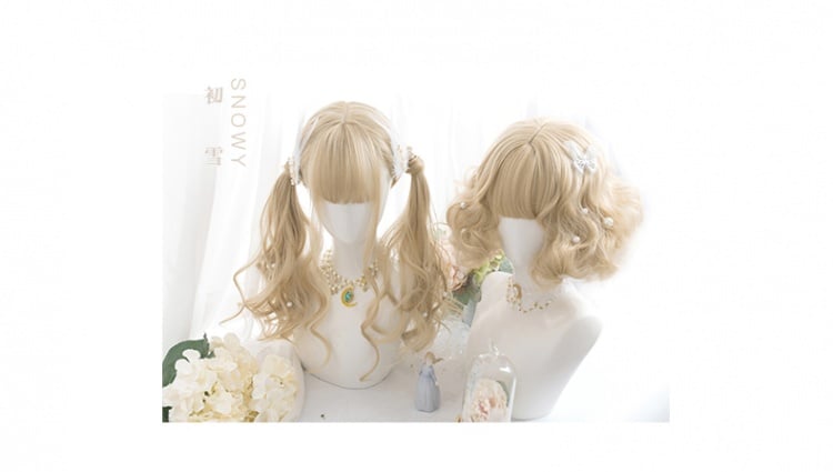 Milk Tea Mid Length/Short Curly Synthetic Wig