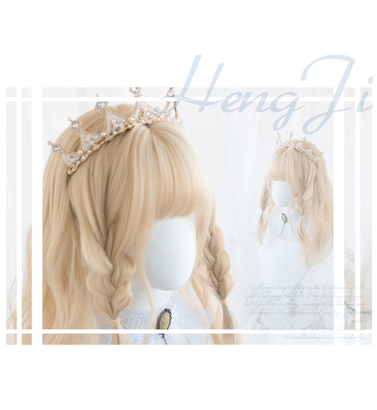 Milk Candy Big Wave Mid-length Curly Synthetic Wig with Bangs