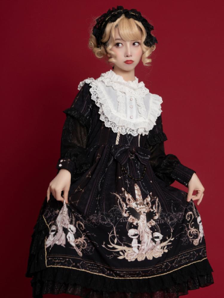 Color Black Reunite the World Long Sleeves One Piece Bust Size Available up to 106cm