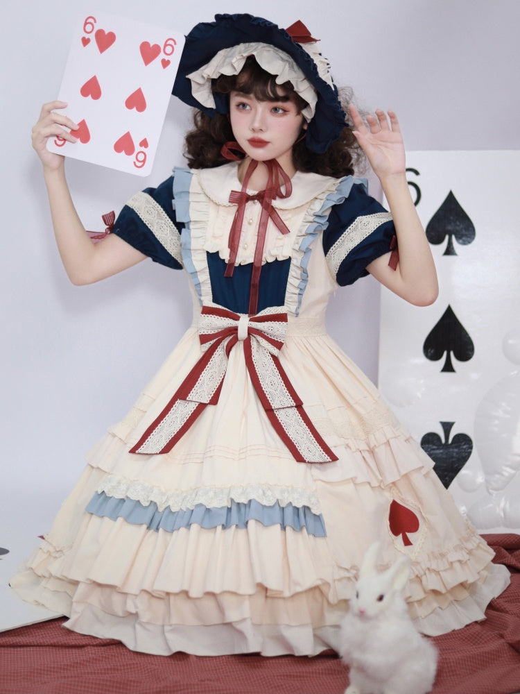 Ari Koharu Bowknot Details Peter Pan Collar Short Puff Sleeves One Piece
