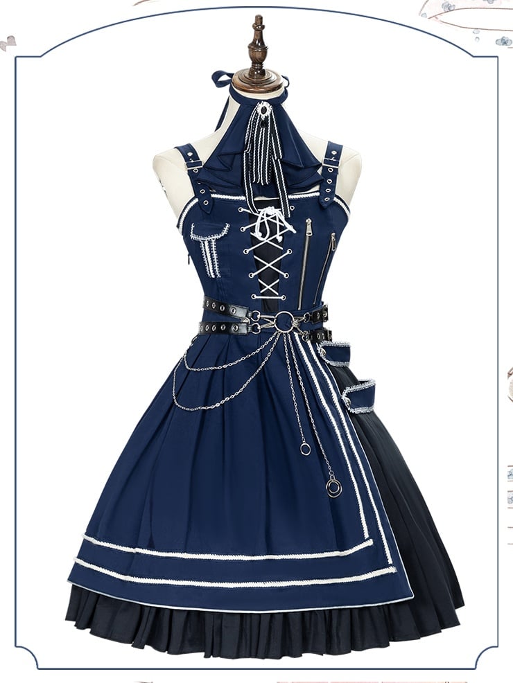 Dark Blue Military Jumper Skirt / Cape