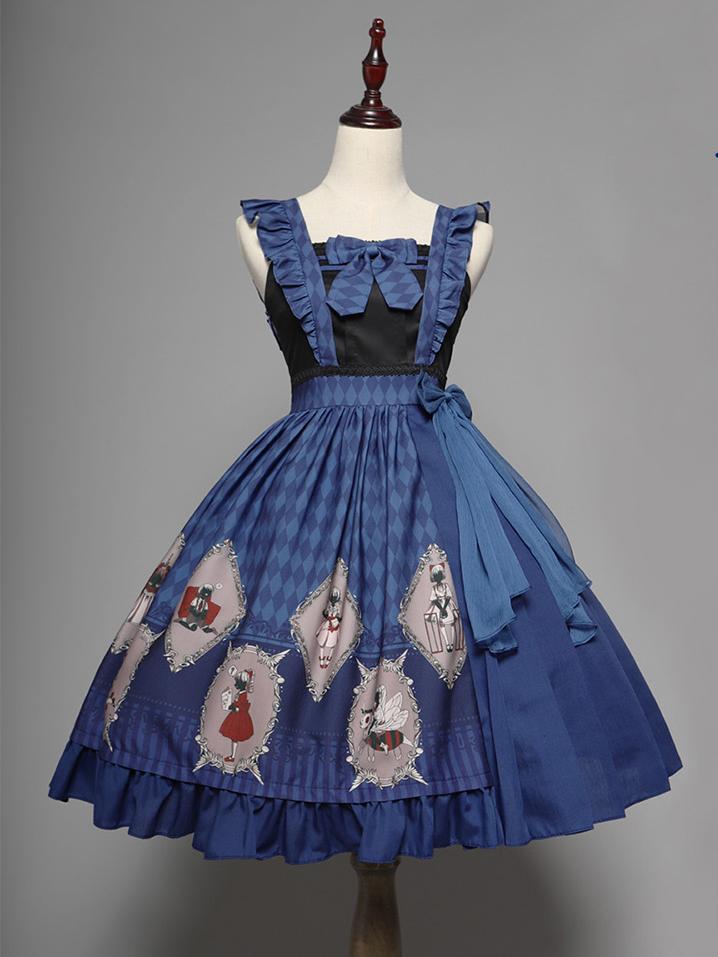 No One Lives Jumper Skirt in Gothic Blue