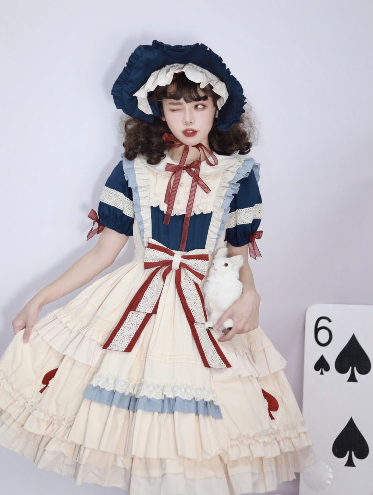 Ari Koharu Bowknot Details Peter Pan Collar Short Puff Sleeves One Piece