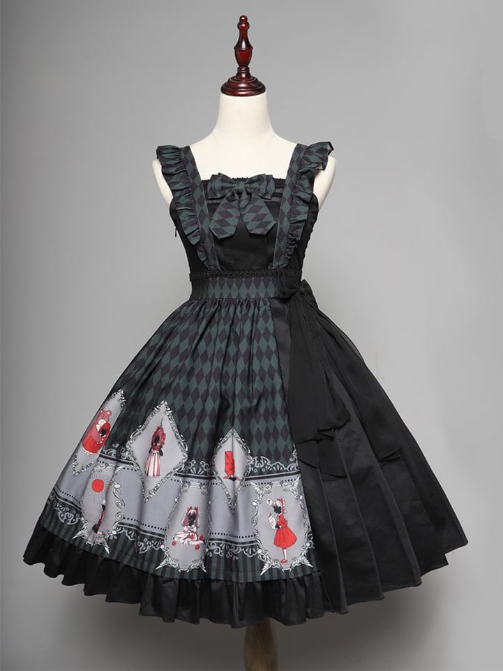 No One Lives Jumper Skirt in Black and Gray