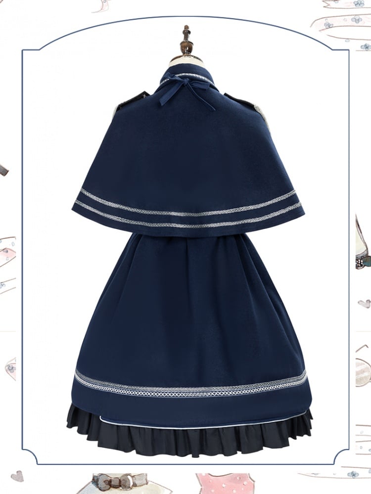 Dark Blue Military Jumper Skirt / Cape