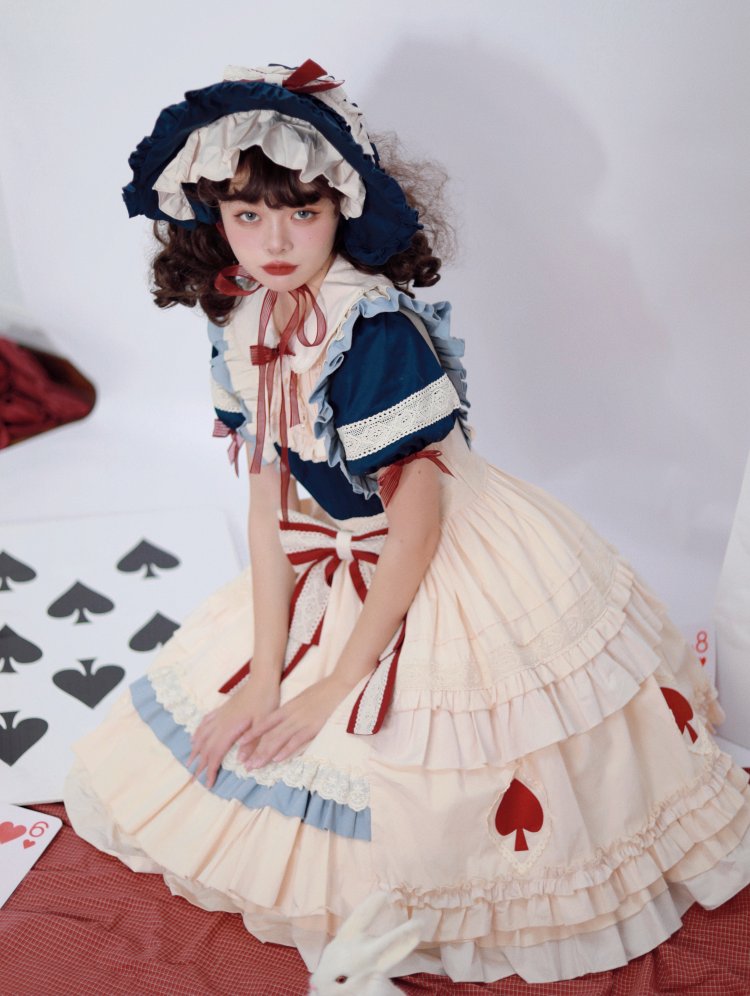Ari Koharu Bowknot Details Peter Pan Collar Short Puff Sleeves One Piece
