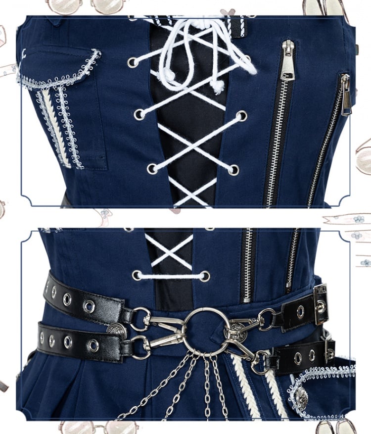 Dark Blue Military Jumper Skirt / Cape
