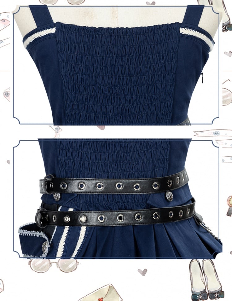 Dark Blue Military Jumper Skirt / Cape