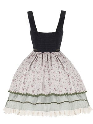 Heidi's Dream Lace-up Detail Ruffle Trim Floral Print Lolita JSK