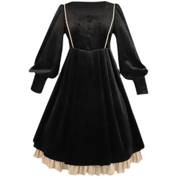 Miss Lily Removable Collar Long Sleeves Black One Piece