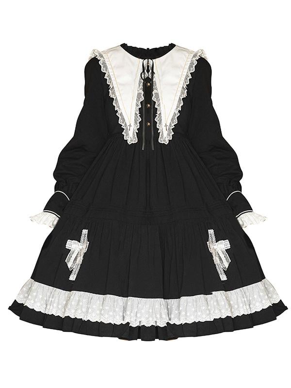Temple of The Cross Pointed Collar Long Sleeves One Piece