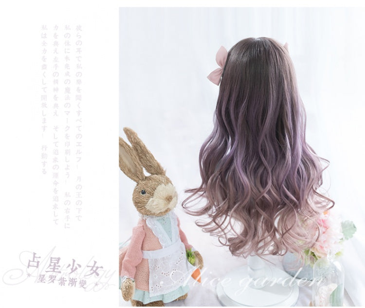 Purple Gradient Long Curly Synthetic Wig