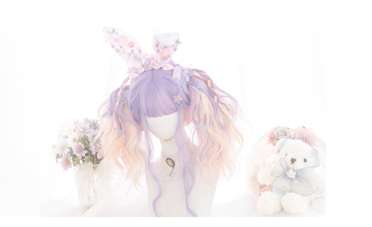 Unicorn Purple and Pink Gradient Long Curly Synthetic Wig
