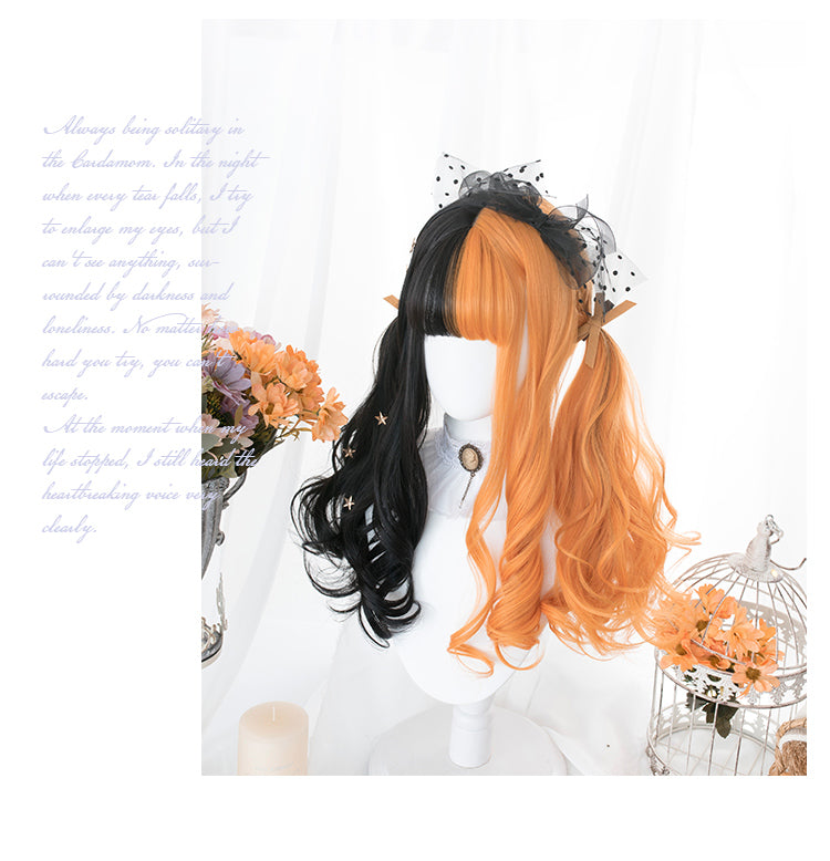 Magic Witch Black and Orange Long Straight / Long Curly / Egg Roll Synthetic Wig