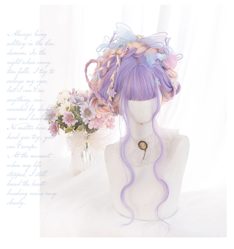 Unicorn Purple and Pink Gradient Long Curly Synthetic Wig