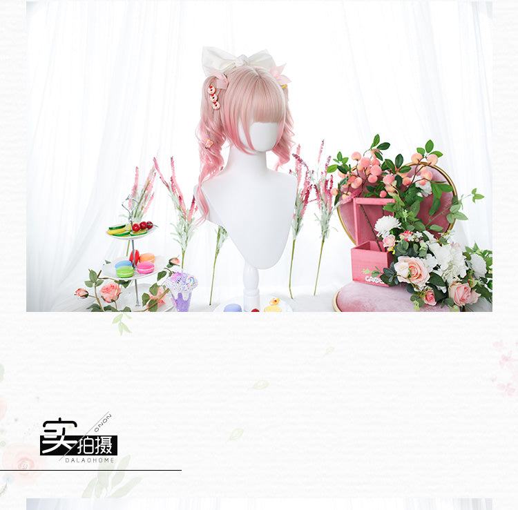 Mid-length Gradient Double Ponytail Curly Synthetic Wig