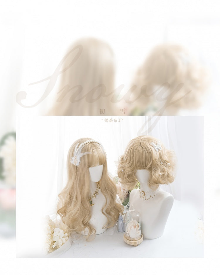 Milk Tea Mid Length/Short Curly Synthetic Wig