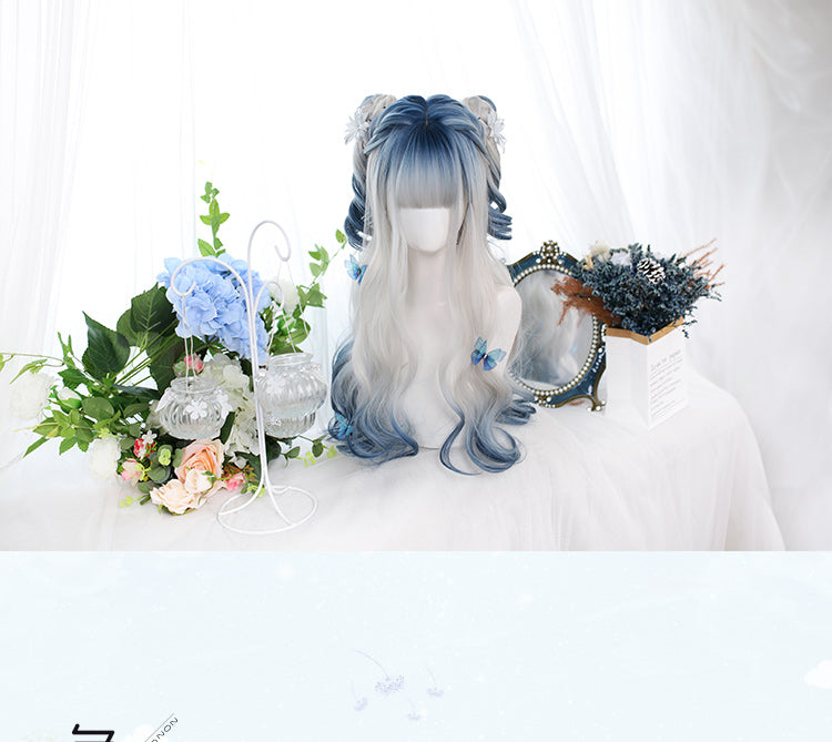 Highlights Air Bangs Long Curly Synthetic Wig