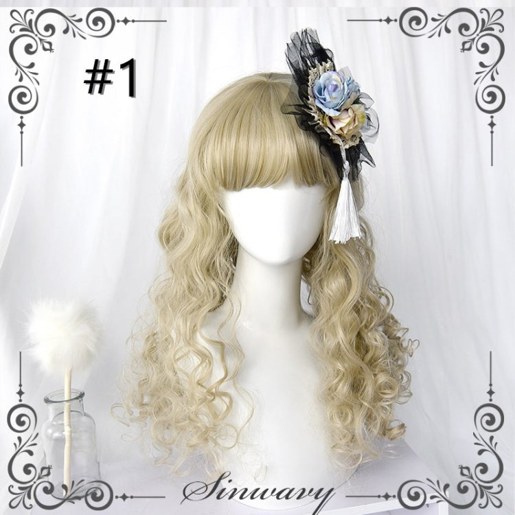 Puffs Mid-length Curly Synthetic Wig with Bangs