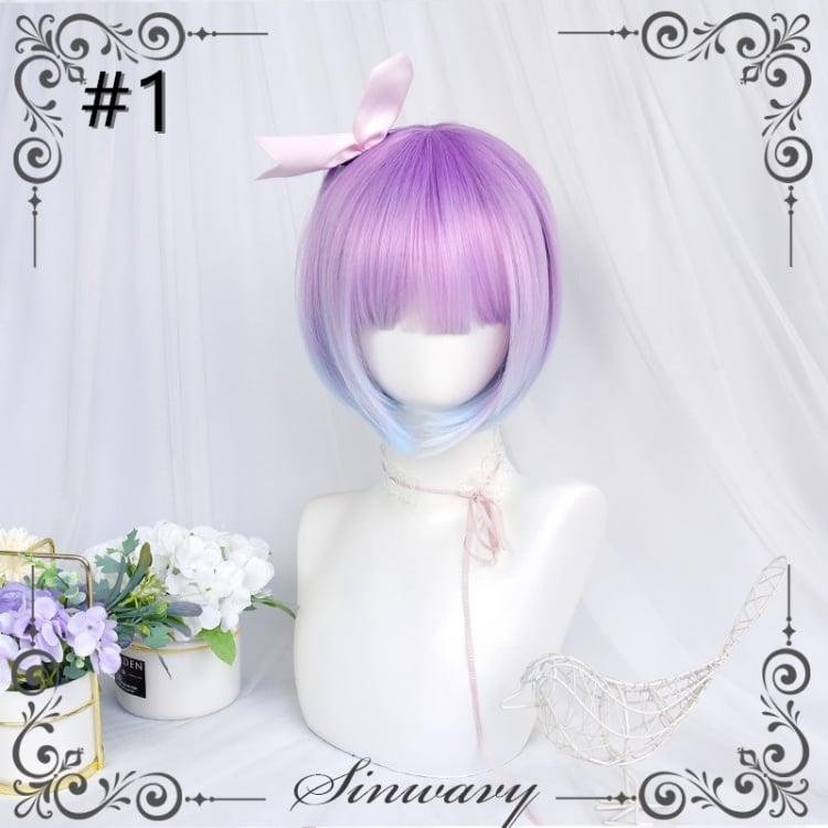 Magic Box Blue and Purple Short BoBo / Double Ponytail Synthetic Wig