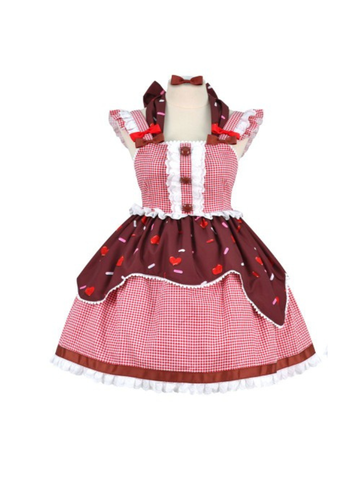 Retro Sweet Square Neckline Halter Jumper Skirt