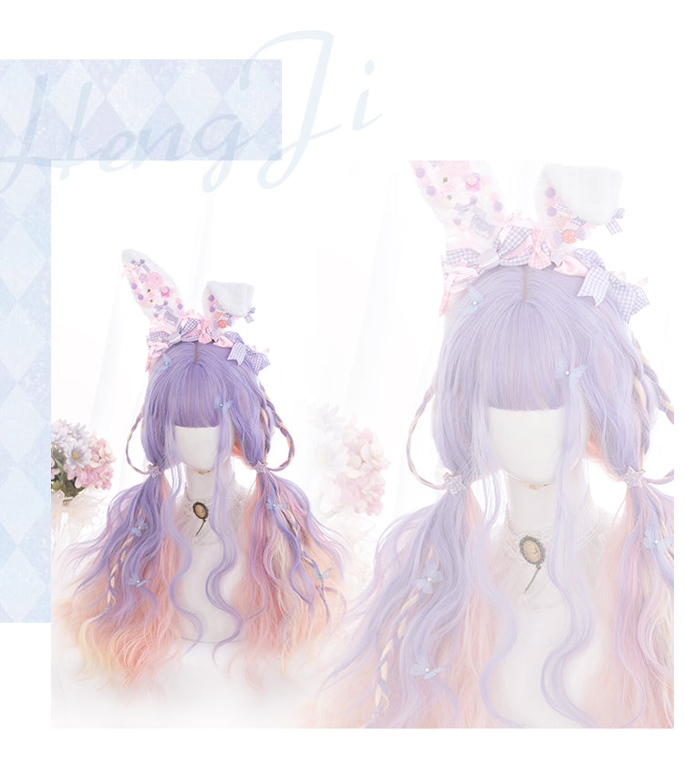 Unicorn Purple and Pink Gradient Long Curly Synthetic Wig