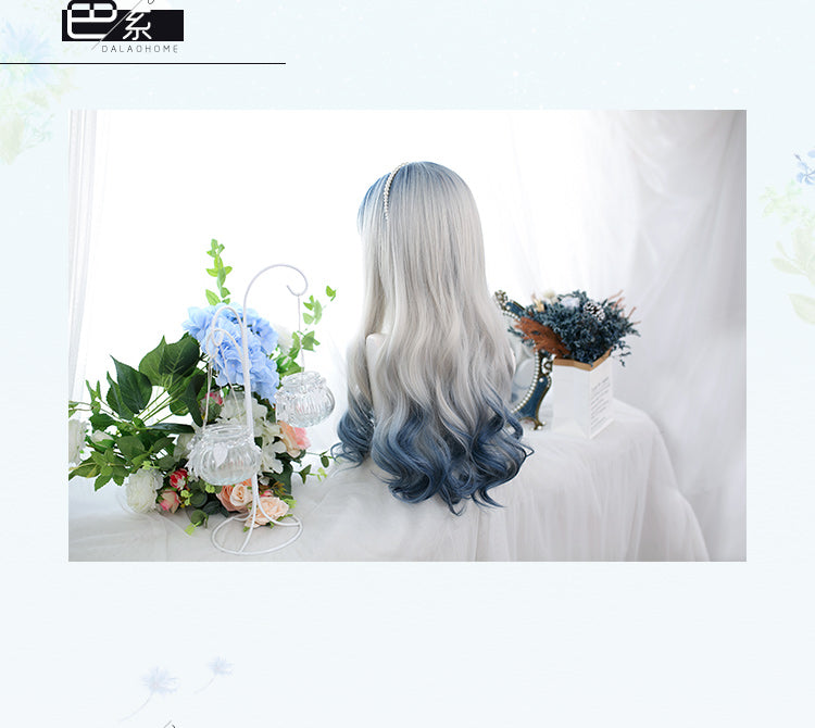 Highlights Air Bangs Long Curly Synthetic Wig