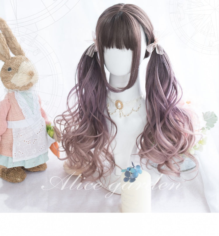 Purple Gradient Long Curly Synthetic Wig