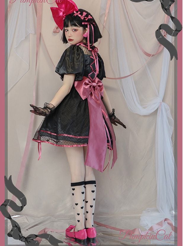 Jewel Heart Ruffle Neckline High Waist Lace-up Closure at Back Short Sleeves One Piece