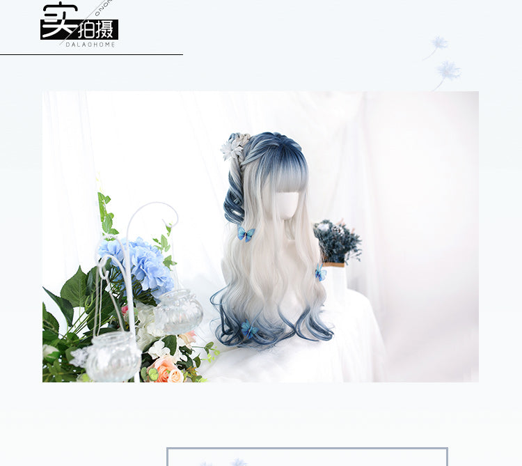 Highlights Air Bangs Long Curly Synthetic Wig