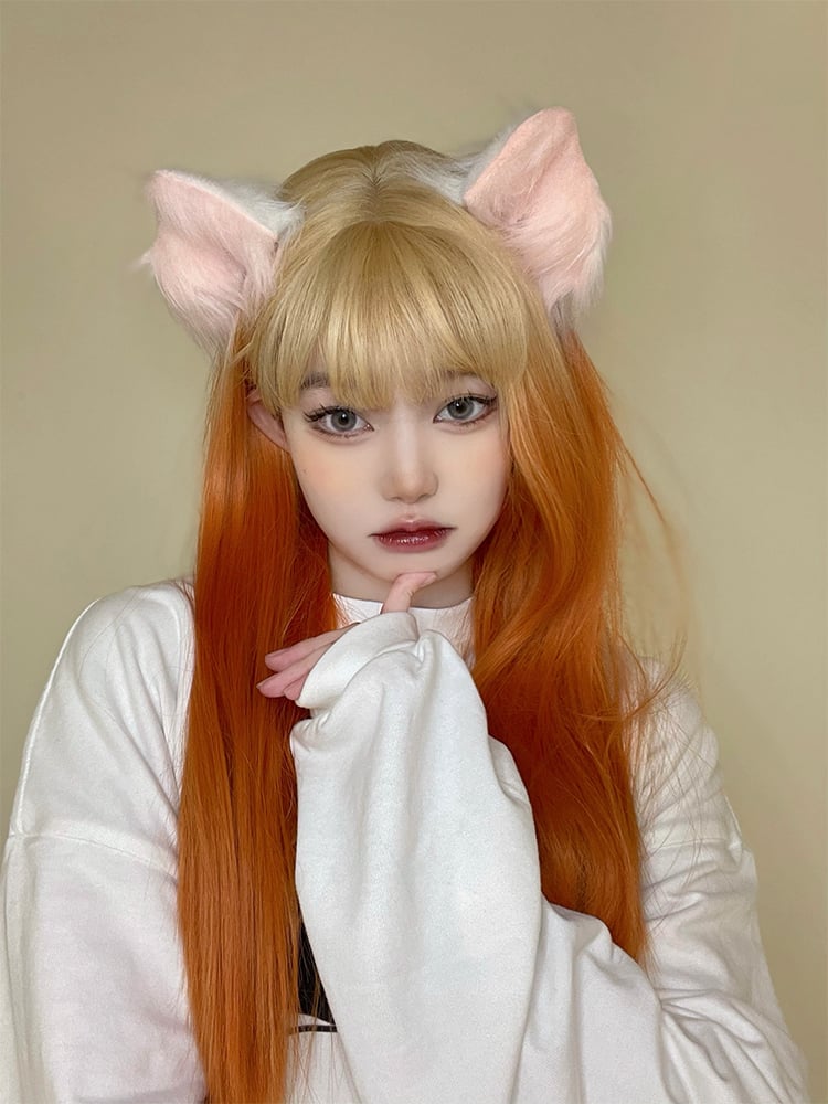 Ombre Orange Straight Synthetic Wig