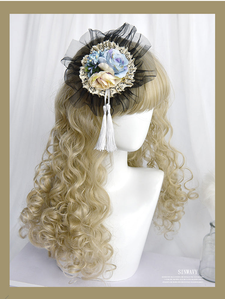 Puffs Mid-length Curly Synthetic Wig with Bangs