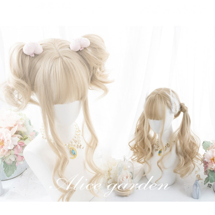 Milk Tea Mid Length/Short Curly Synthetic Wig