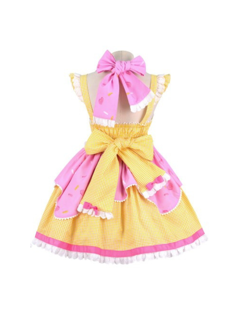 Retro Sweet Square Neckline Halter Jumper Skirt