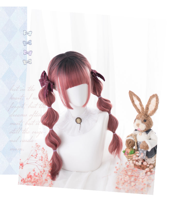 Strawberry Cookies Hime Cut Long Straight / Curly Synthetic Wig with Bangs